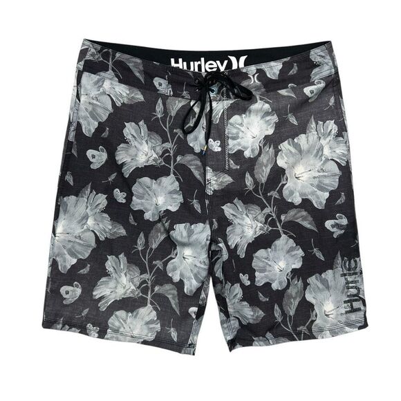 Hurley Men's Size 32 Phantom Black & Gray Floral Print Boardshorts - Picture 1 of 11